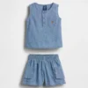 Ensemble en denim avec poche pour bébé
