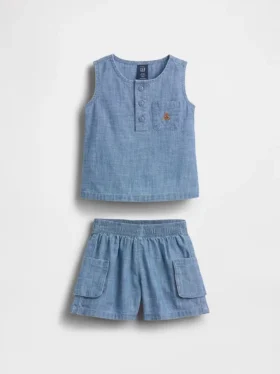 Ensemble en denim avec poche pour bébé