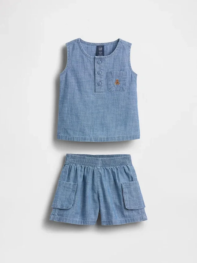 Ensemble en denim avec poche pour bébé