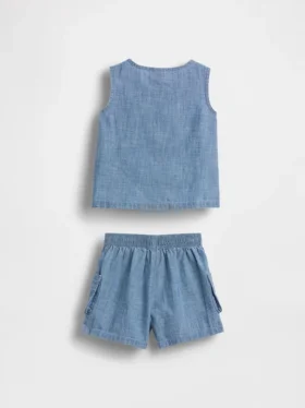 Ensemble en denim avec poche pour bébé