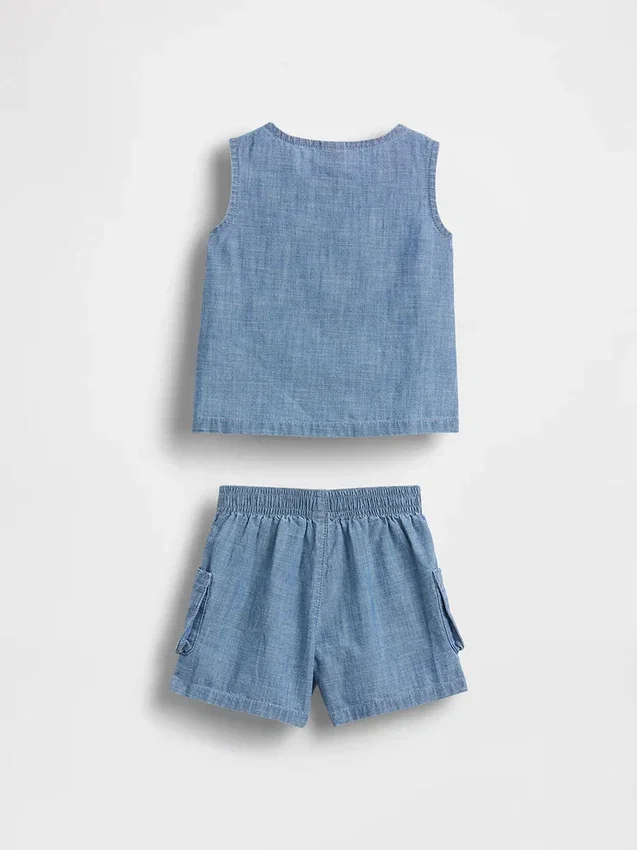 Ensemble en denim avec poche pour bébé