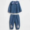 Ensemble en denim à motifs floraux pour bébé