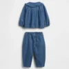 Ensemble en denim à motifs floraux pour bébé