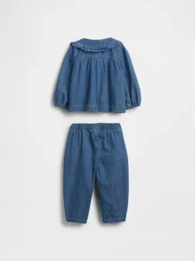 Ensemble en denim à motifs floraux pour bébé