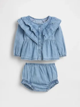 Ensemble en denim à volants pour bébé