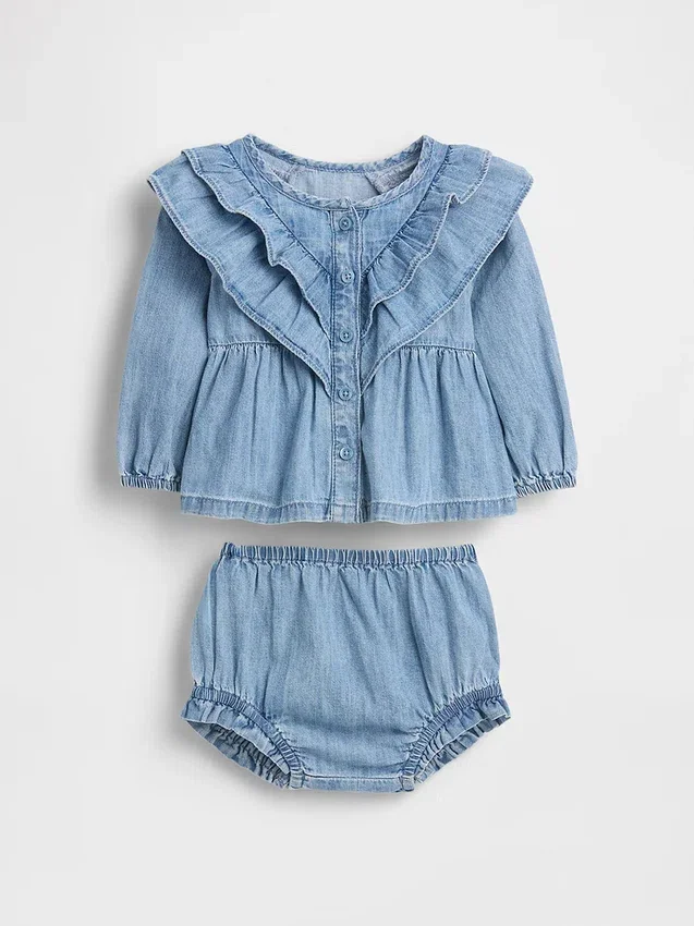 Ensemble en denim à volants pour bébé