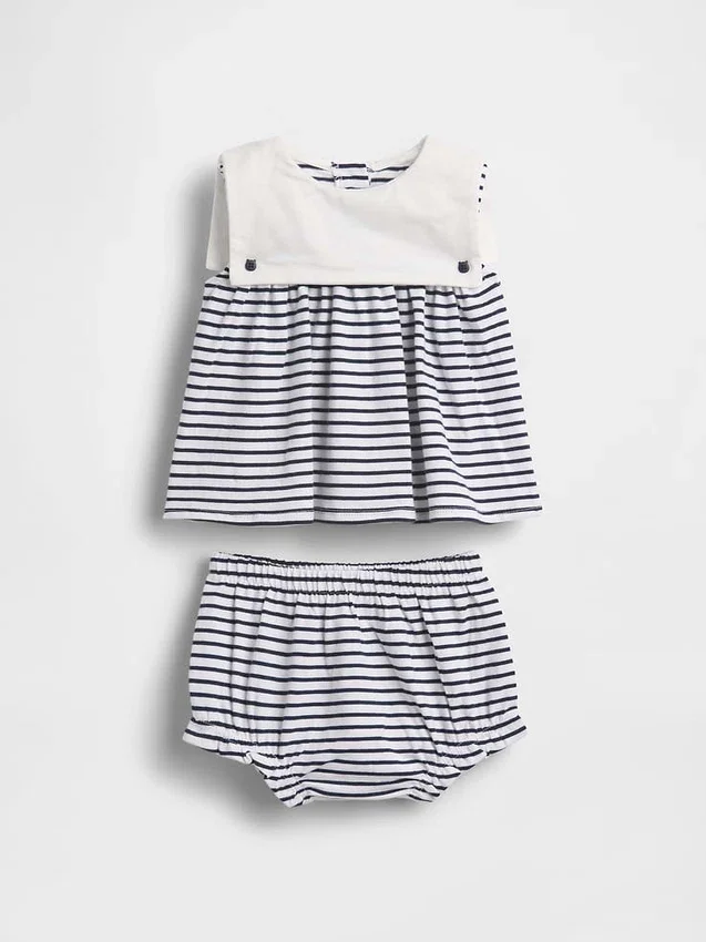 Ensemble marin pour bébé en coton bio