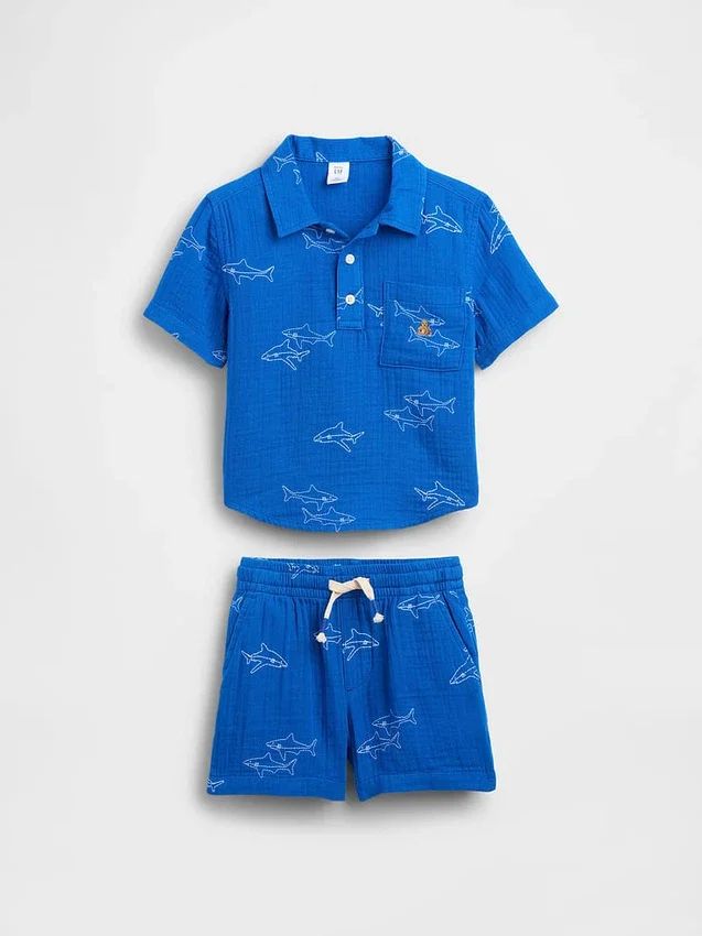 Ensemble polo en gaze de coton pour Bébé & Enfant