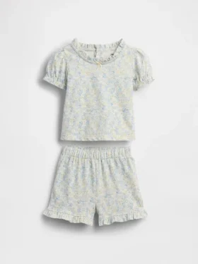Ensemble pour bébé en coton bio à motifs floraux