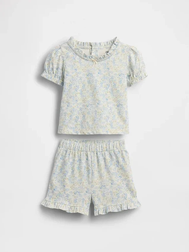 Ensemble pour bébé en coton bio à motifs floraux