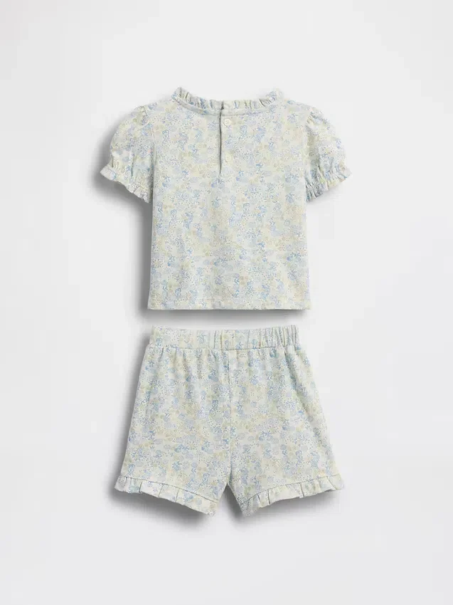 Ensemble pour bébé en coton bio à motifs floraux