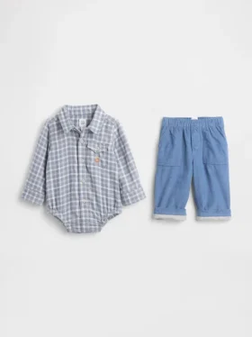 Ensemble pour bébé en flanelle et velours côtelé