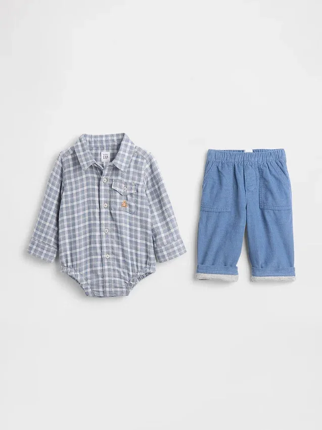 Ensemble pour bébé en flanelle et velours côtelé
