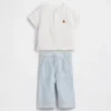 Ensemble pour bébé en gaze de coton style Henley
