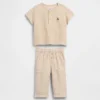 Ensemble pour bébé en gaze de coton style Henley