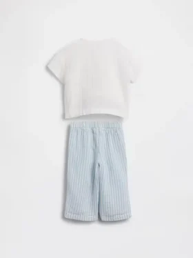 Ensemble pour bébé en gaze de coton style Henley