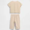 Ensemble pour bébé en gaze de coton style Henley