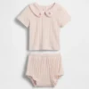 Ensemble pour bébé en pointelle brodé