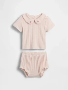 Ensemble pour bébé en pointelle brodé
