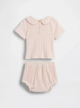 Ensemble pour bébé en pointelle brodé
