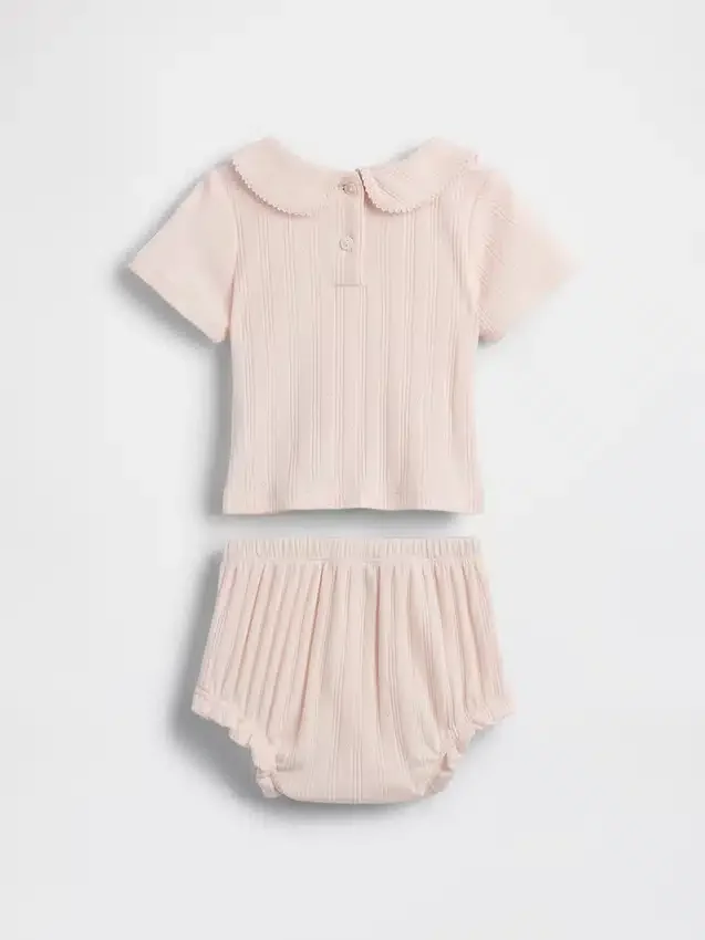 Ensemble pour bébé en pointelle brodé