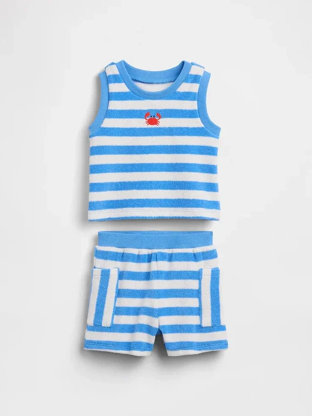 Ensemble pour bébé en tissu éponge rayé