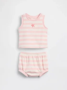 Ensemble pour bébé en tissu éponge rayé