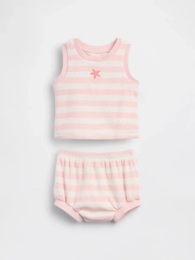 Ensemble pour bébé en tissu éponge rayé