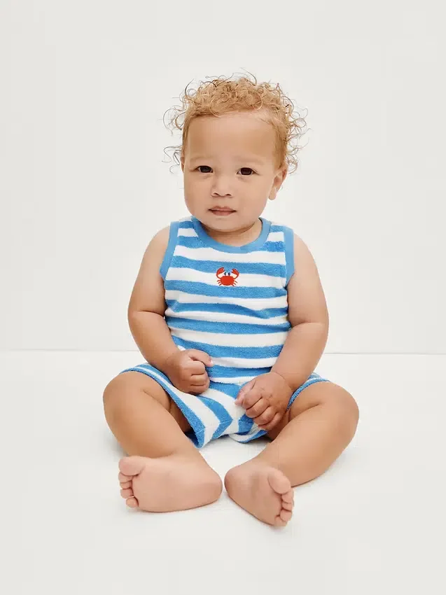 Ensemble pour bébé en tissu éponge rayé