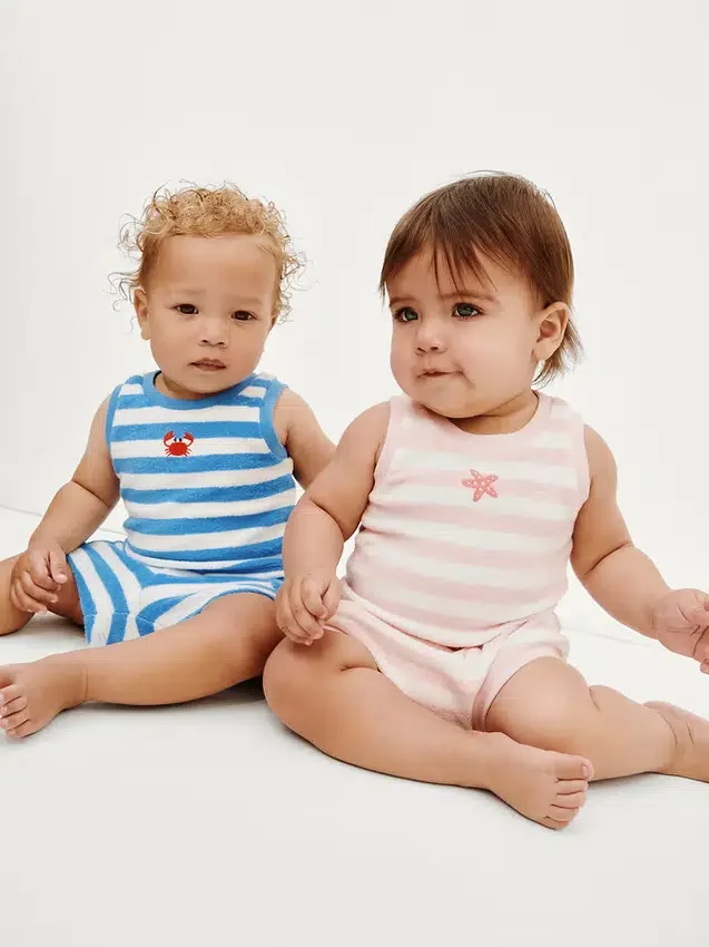 Ensemble pour bébé en tissu éponge rayé