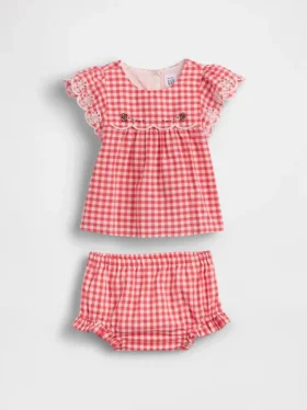 Ensemble pour bébé en vichy à œillets