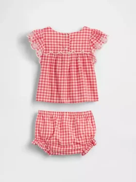 Ensemble pour bébé en vichy à œillets