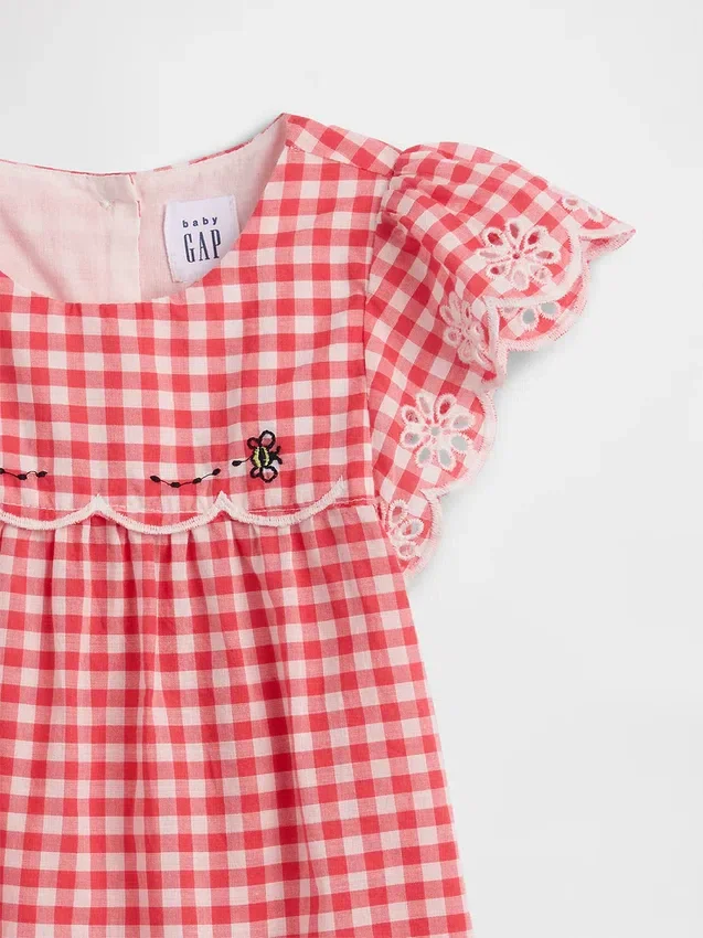 Ensemble pour bébé en vichy à œillets
