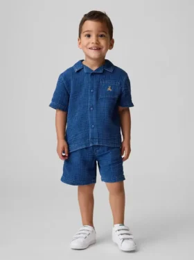 Ensemble pour Bébé & Enfant en denim et gaze de coton