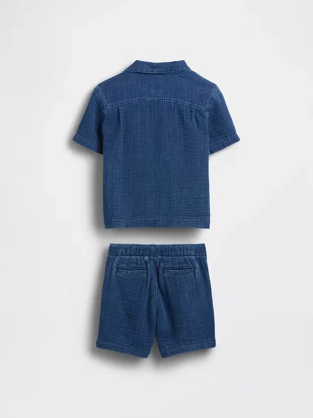 Ensemble pour Bébé & Enfant en denim et gaze de coton