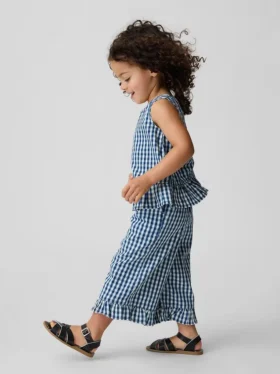Ensemble pour Bébé & Enfant en denim vichy à ourlet volanté