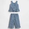Ensemble pour Bébé & Enfant en denim vichy à ourlet volanté
