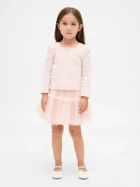 Ensemble pour bébé & enfant en maille côtelée et tulle