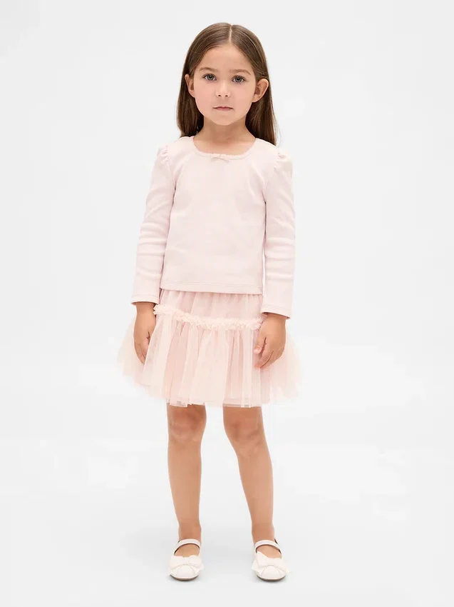 Ensemble pour bébé & enfant en maille côtelée et tulle