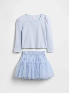 Ensemble pour bébé & enfant en maille côtelée et tulle