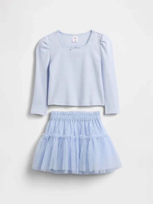 Ensemble pour bébé & enfant en maille côtelée et tulle