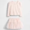 Ensemble pour bébé & enfant en maille côtelée et tulle