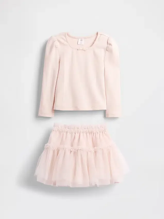 Ensemble pour bébé & enfant en maille côtelée et tulle