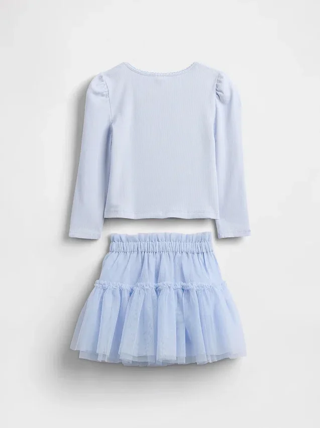 Ensemble pour bébé & enfant en maille côtelée et tulle