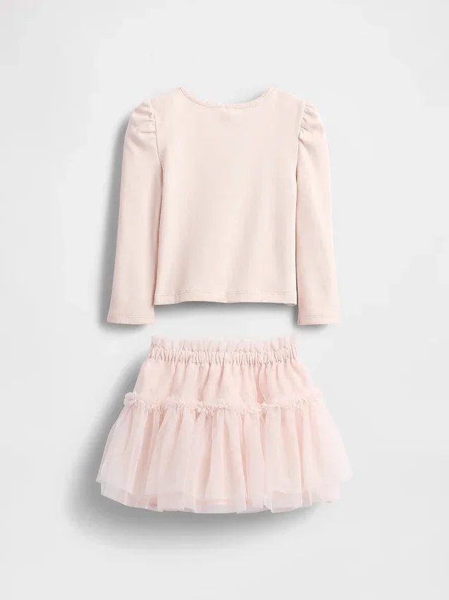 Ensemble pour bébé & enfant en maille côtelée et tulle