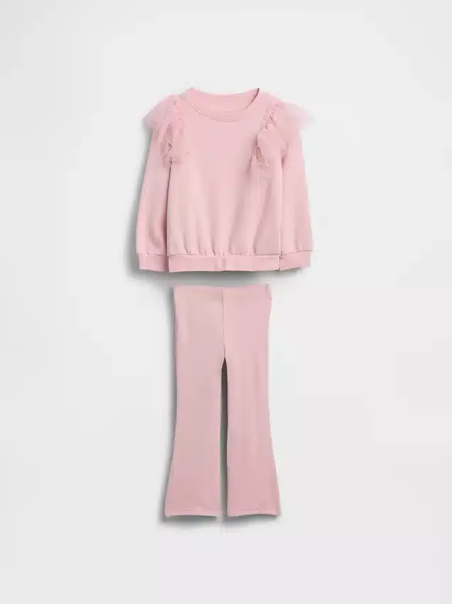 Ensemble pour bébé & enfant : sweat-shirt en tulle et legging évasé en maille côtelée
