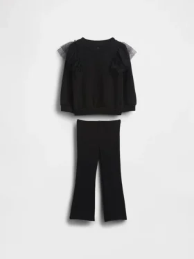 Ensemble pour bébé & enfant : sweat-shirt en tulle et legging évasé en maille côtelée