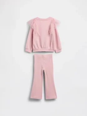 Ensemble pour bébé & enfant : sweat-shirt en tulle et legging évasé en maille côtelée