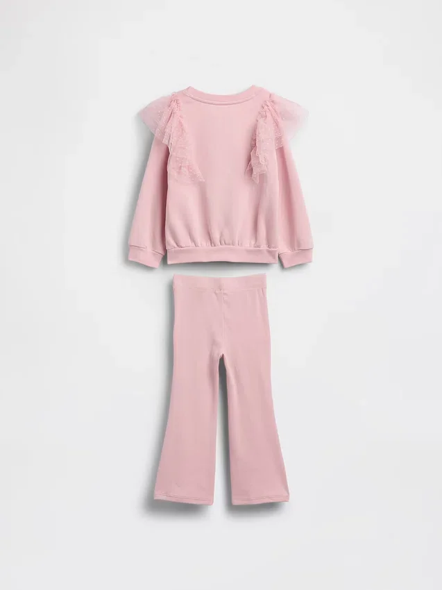 Ensemble pour bébé & enfant : sweat-shirt en tulle et legging évasé en maille côtelée