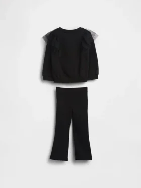 Ensemble pour bébé & enfant : sweat-shirt en tulle et legging évasé en maille côtelée